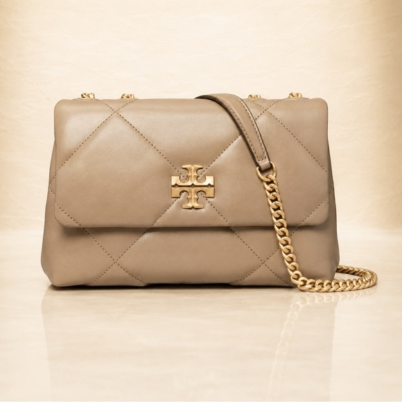 TORY BURCH
TAUPE OAK DIAMOND QUILT CONVERTIBLE SHOULDER CROSS BODY BAG NWT $575 main image 2